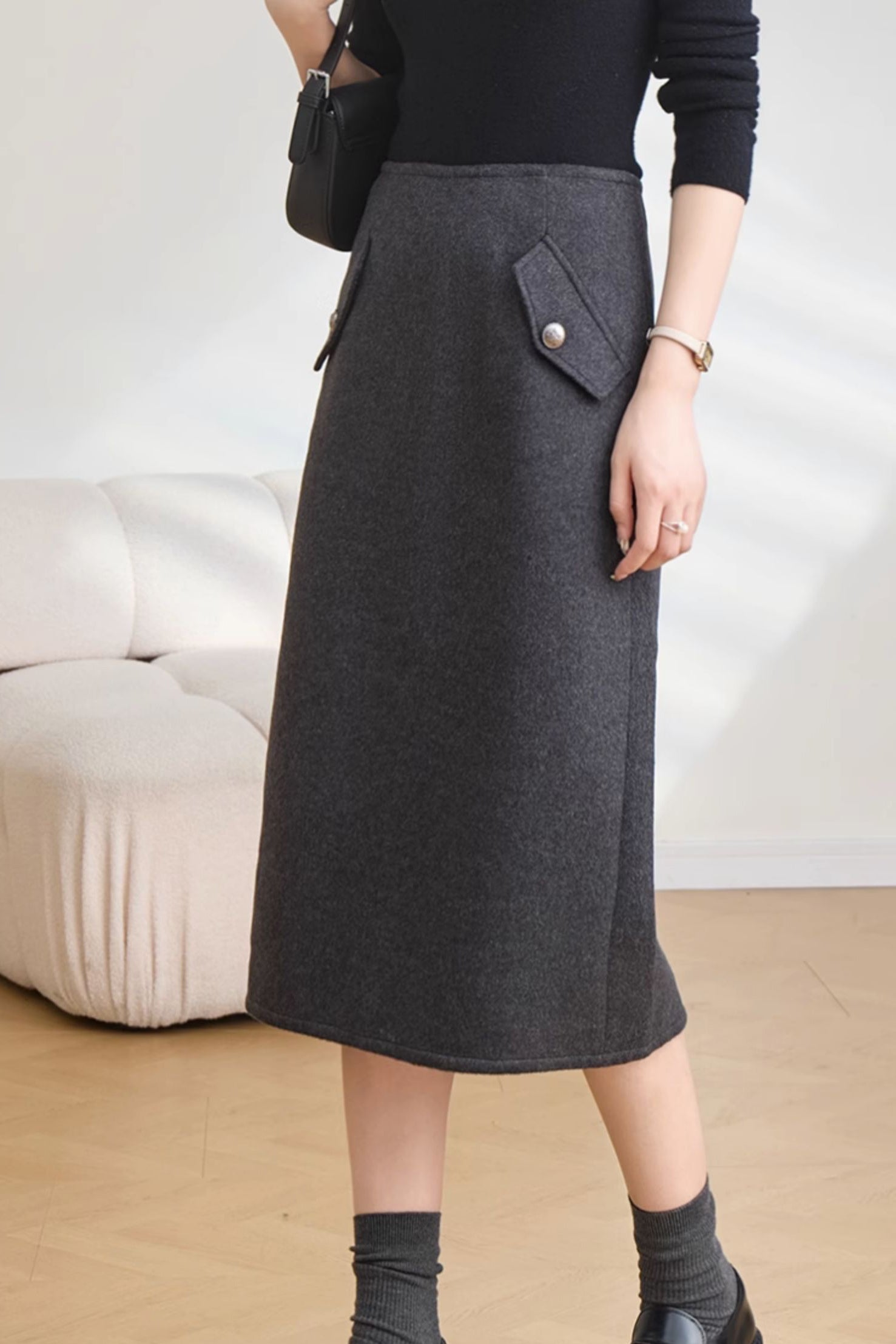 バックスリットストレートロングスカート 2色入 - liwisi