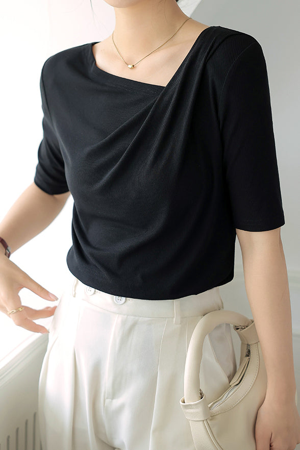 アシンメトリーボリュームTシャツ 3色入 - liwisi