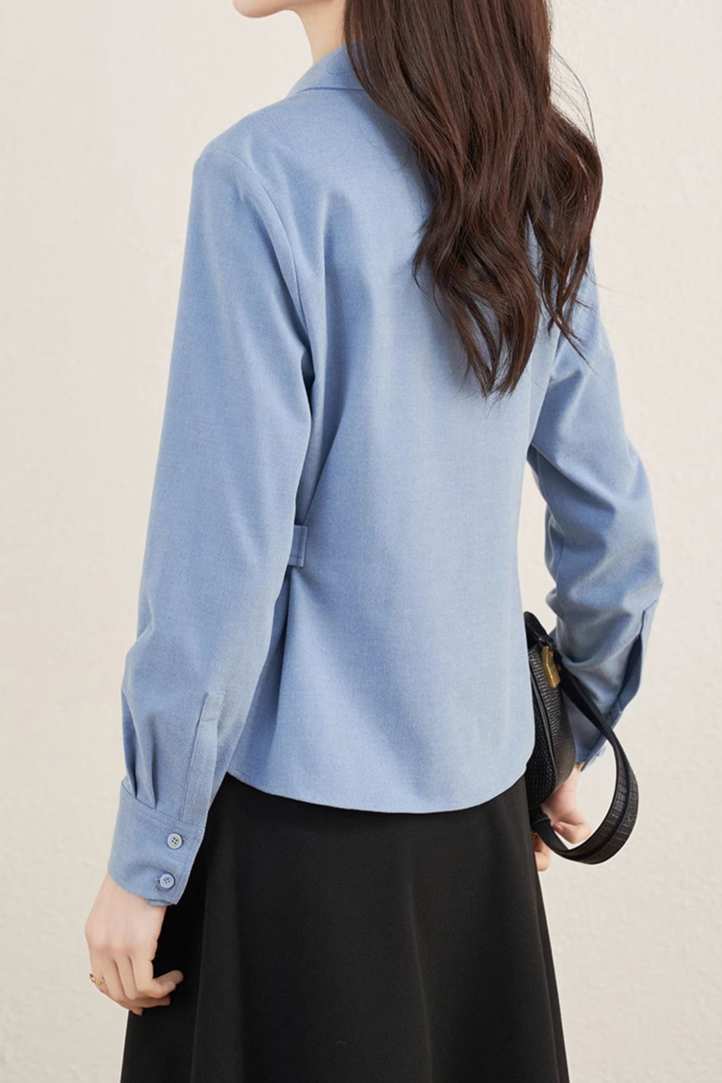 ボタンベルト付アシンメトリー起毛シャツ 3色入 - liwisi