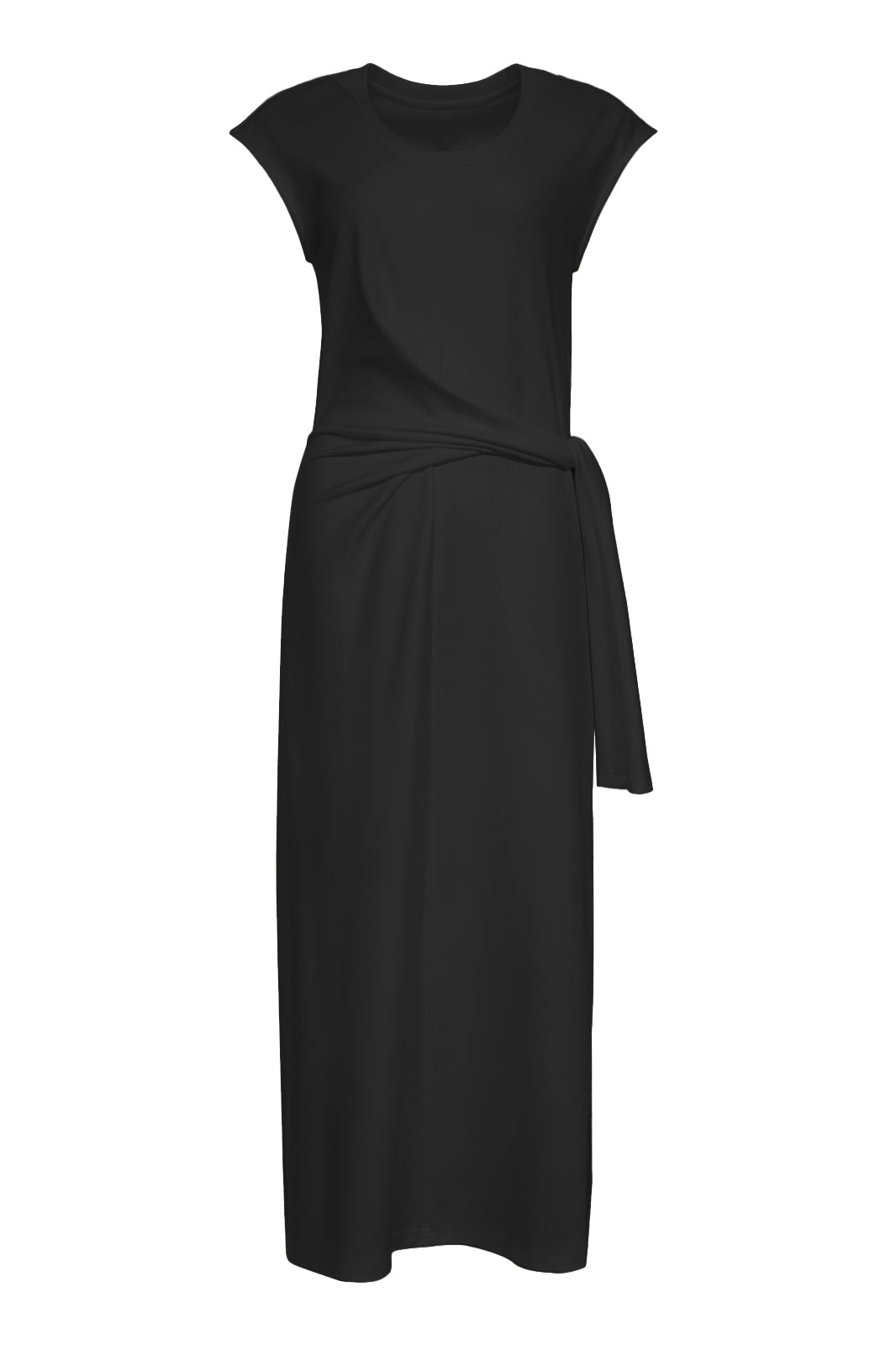 Uネックバックスリットロングベルテッドワンピース 2色入 - liwisi