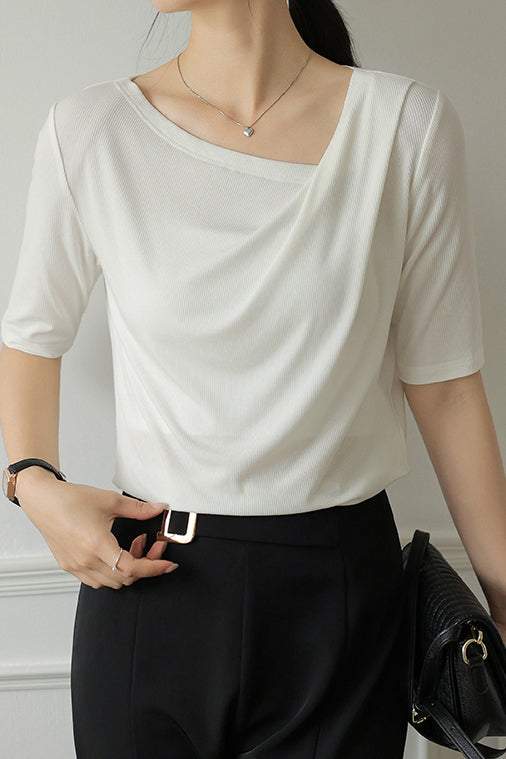 アシンメトリーボリュームTシャツ 3色入 - liwisi