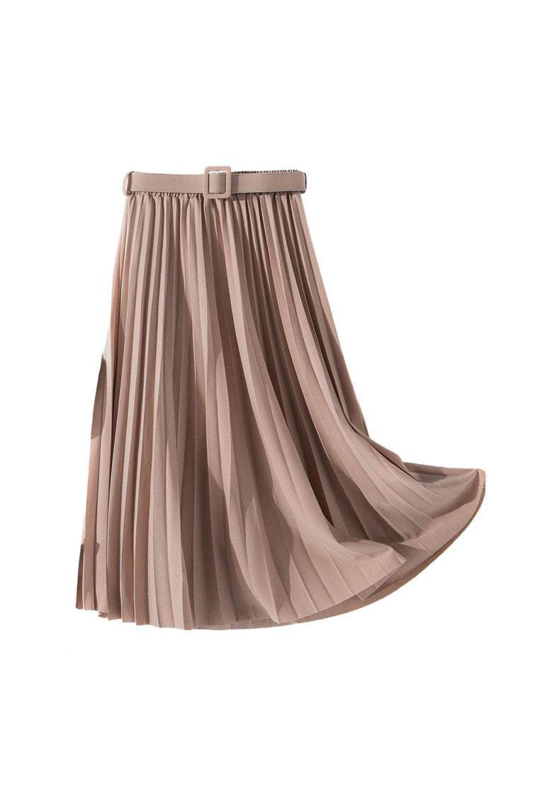 バックルベルトロングプリーツスカート 12色入 - liwisi