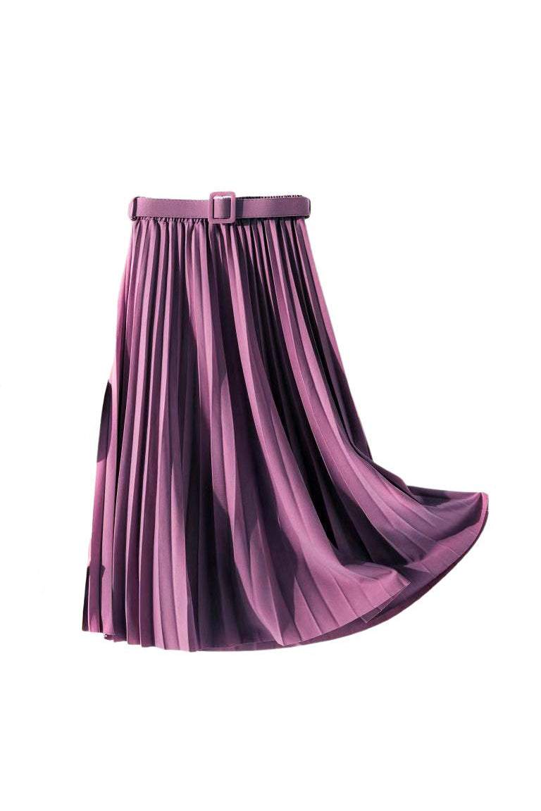 バックルベルトロングプリーツスカート 12色入 - liwisi