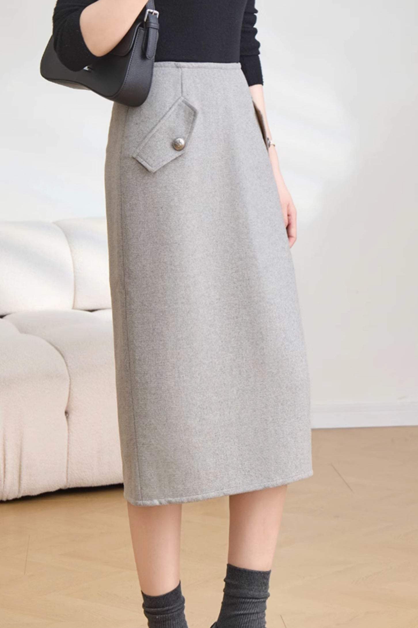 バックスリットストレートロングスカート 2色入 - liwisi