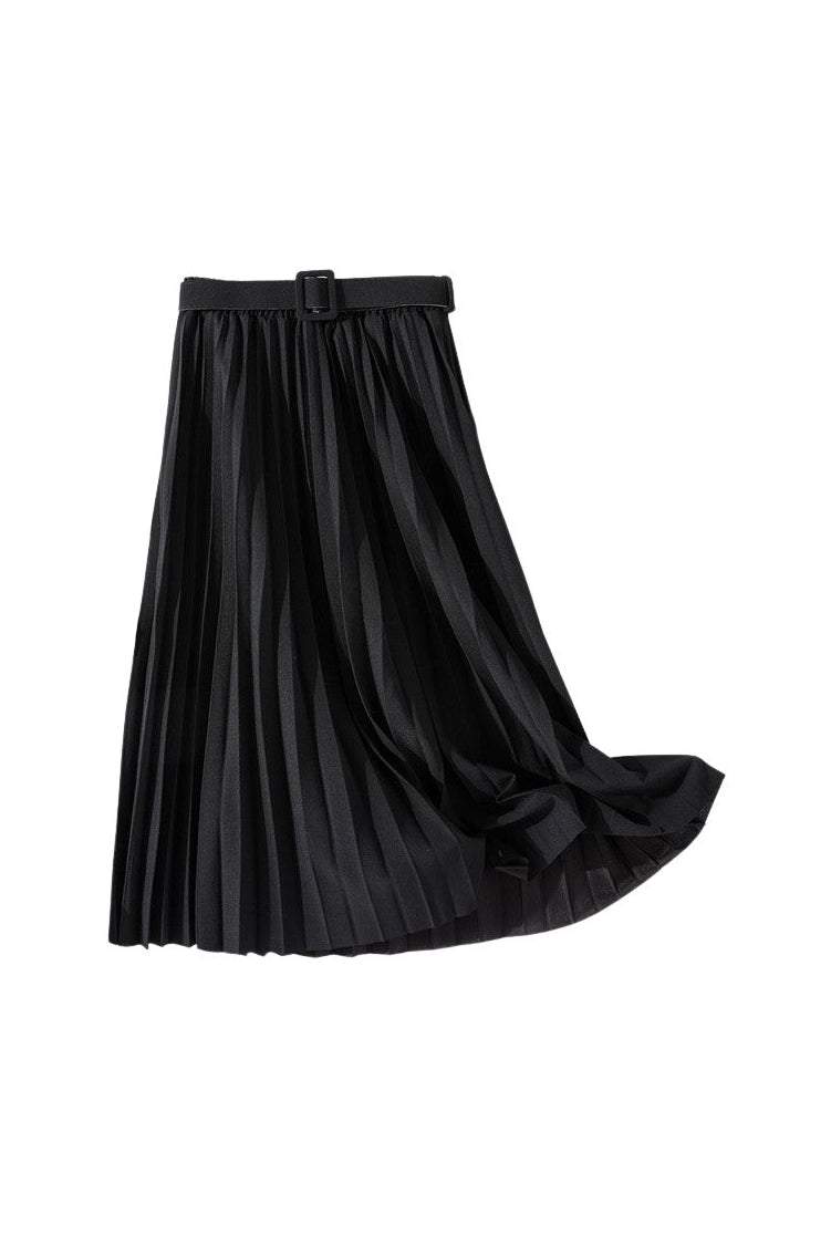 バックルベルトロングプリーツスカート 12色入 - liwisi