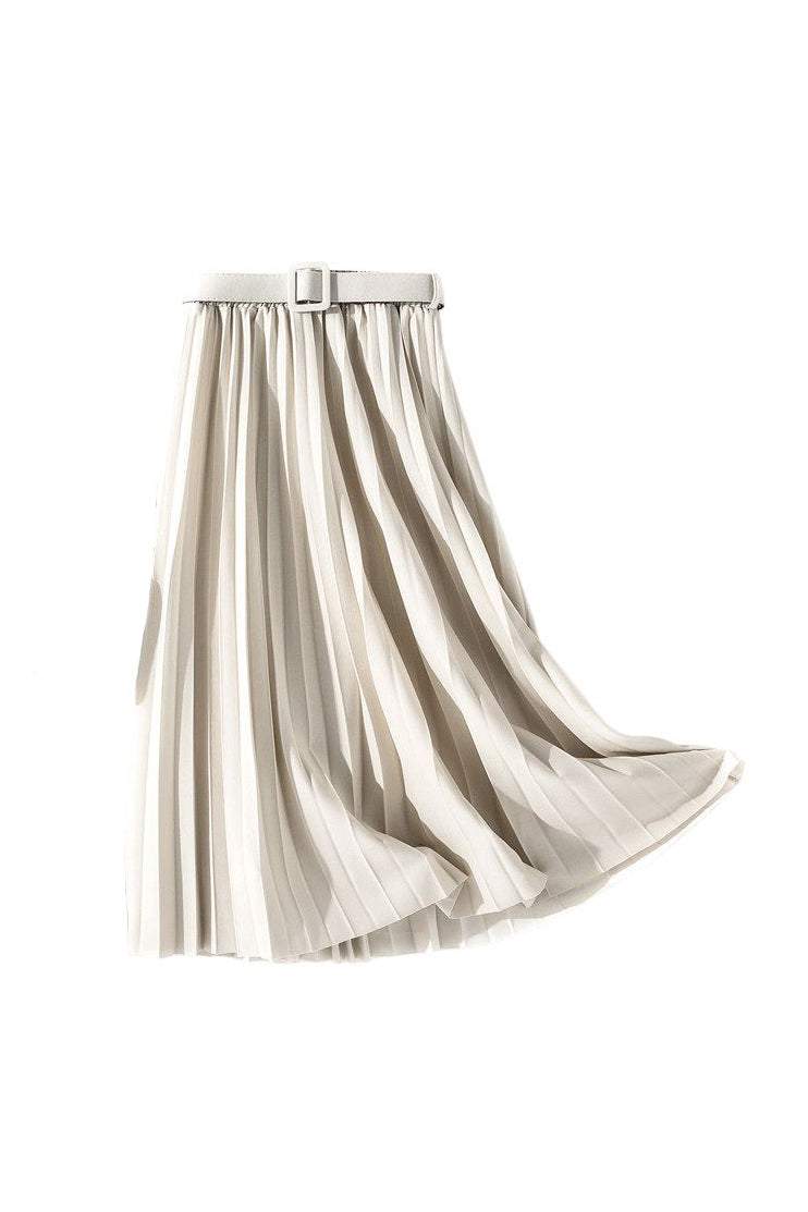 バックルベルトロングプリーツスカート 12色入 - liwisi