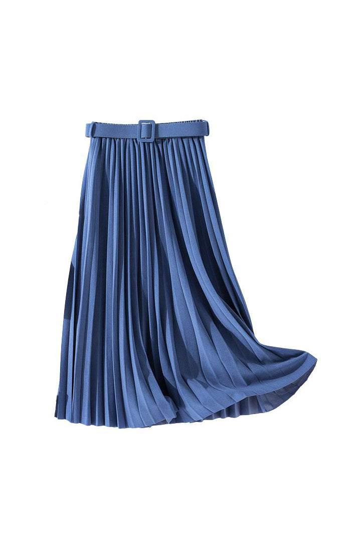 バックルベルトロングプリーツスカート 12色入 - liwisi