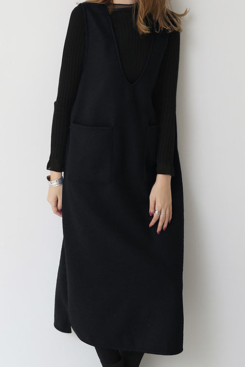 プランジングネックロングシフトジャンパースカート 6色入 - liwisi