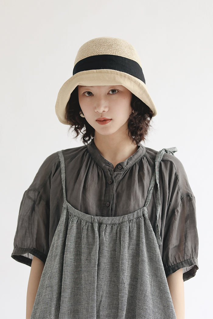 フレンチ風異素材麦わら帽子 2色入 - liwisi