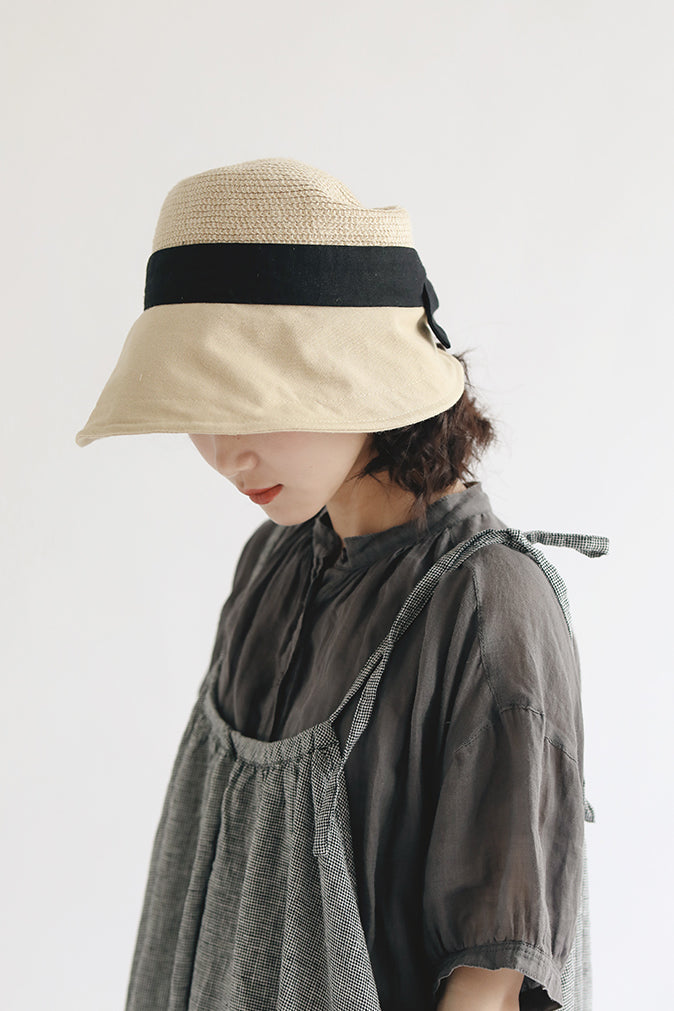 フレンチ風異素材麦わら帽子 2色入 - liwisi