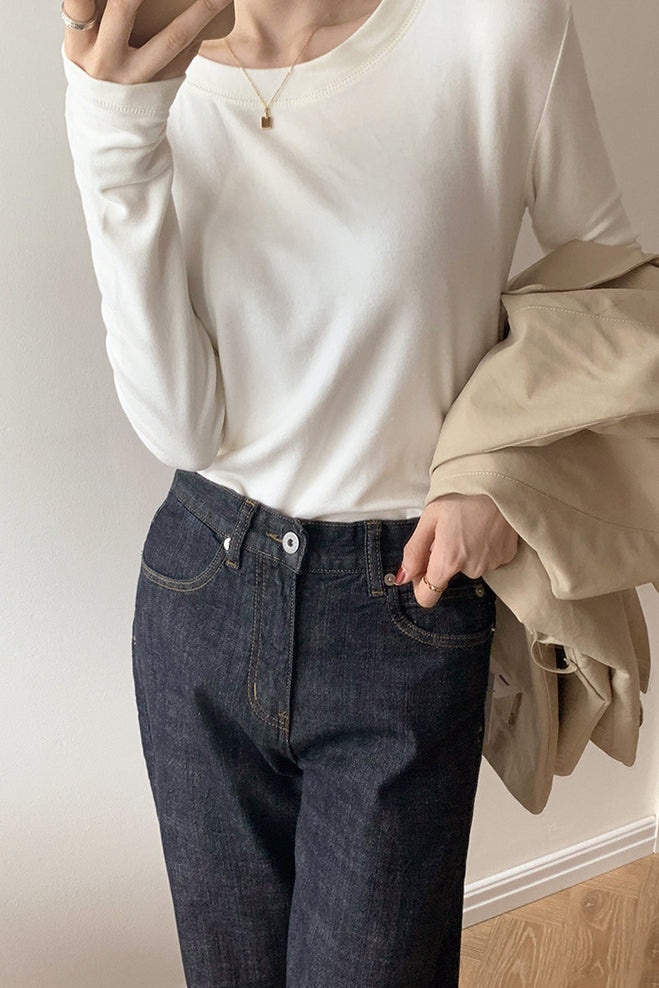 ラウンドネックベーシックドラロンカットソー 6色入 - liwisi