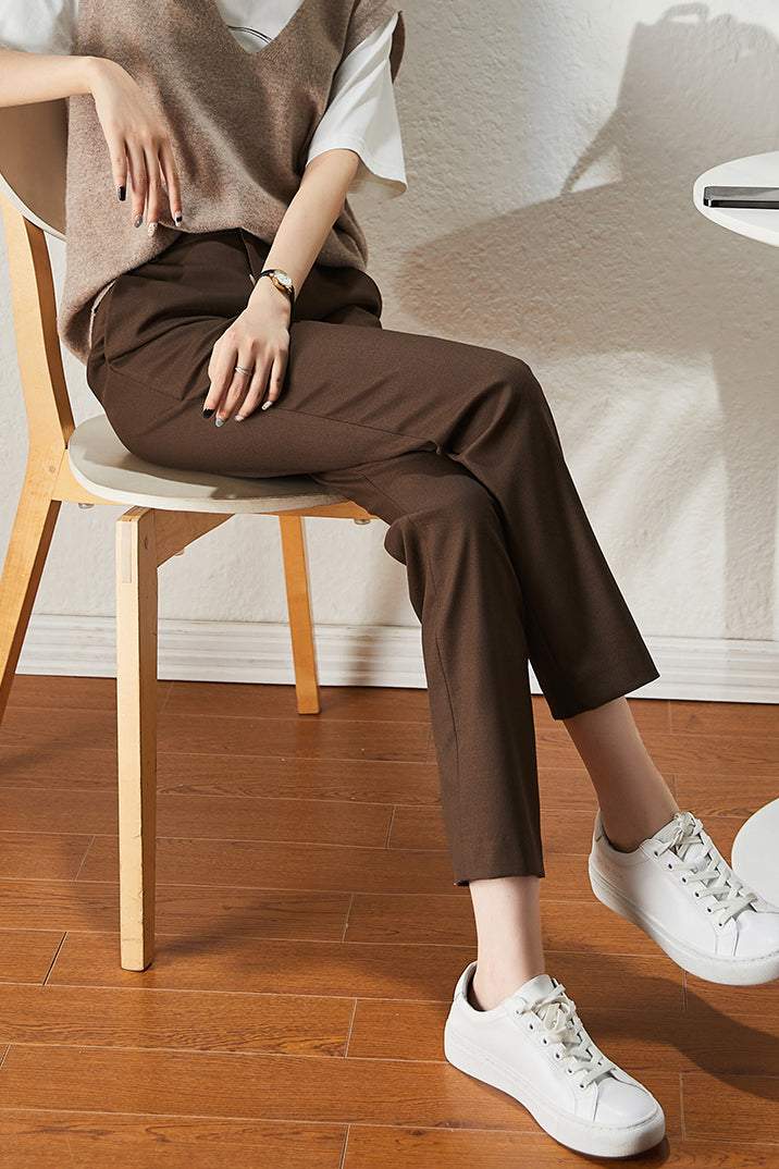 オフィススタイル九分丈ストレートパンツ 3色入 - liwisi