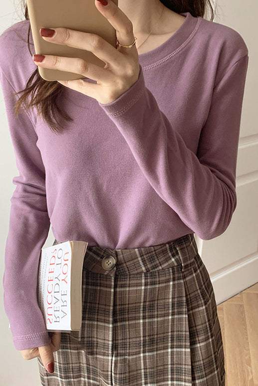 ラウンドネックベーシックドラロンカットソー 6色入 - liwisi