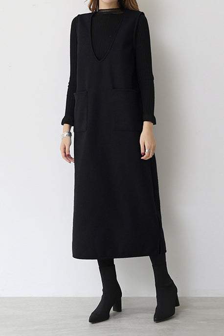 プランジングネックロングシフトジャンパースカート 6色入 - liwisi