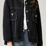 Elegant low-round-neck fashionable jacket