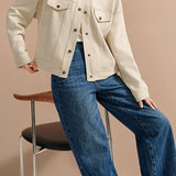Stand Collar Short Jacket with Lining - 2 Colors Available