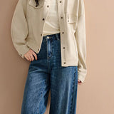 Stand Collar Short Jacket with Lining - 2 Colors Available
