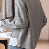 Layered Look Mixed Material Round Neck Sweatshirt