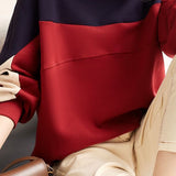 Round-neck Long-sleeved Loose Patchwork Sweatshirt.