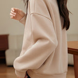 Polo Collar Bi-Color Tarp Patch Decor Sweatshirt