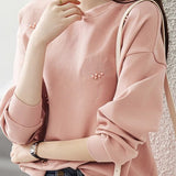 Plain Ginkgo Leaf Embroidered Beaded Sweatshirt - 2 Colors Available