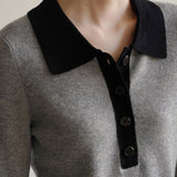 Bi-Color Basic Polo Collar Knit