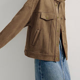 Stand Collar Short Jacket with Lining - 2 Colors Available