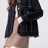 Elegant low-round-neck fashionable jacket