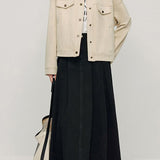 Stand Collar Short Jacket with Lining - 2 Colors Available