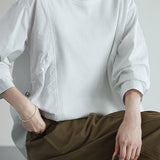 Round Neck Side Drawstring Sweatshirt - 3 Colors Available