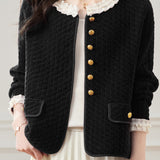 Elegant Ruffled Collar Pearl Decor Jacket - 3 Colors Available