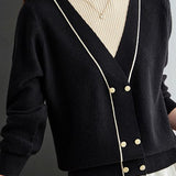 Contrast - color fake two - piece knitted sweater