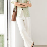 Side Tie Front Slit Diagonal Button Shirt