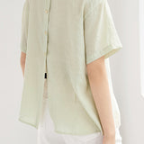 Side Tie Front Slit Diagonal Button Shirt