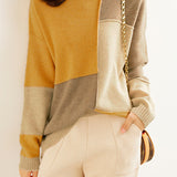 Bottle Neck Multi-color Contrast Sweater Pullover - Casual, Body Cover - 3 Colors Available