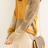 Bottle Neck Multi-color Contrast Sweater Pullover - Casual, Body Cover - 3 Colors Available