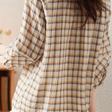 Lace spliced checkered shirt