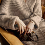 Laid-Back No-Button Faux Wool Cardigan