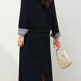 Simple sweatshirt and half skirt set