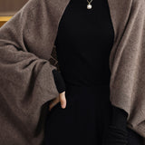 Solid-color loose and versatile outerwear cloak cardigan