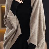 Solid-color loose and versatile outerwear cloak cardigan