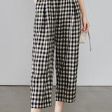 Casual Plaid Wide-Leg Pants