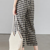 Casual Plaid Wide-Leg Pants