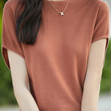 Simple Off-The-Shoulder Loose Half-Sleeve Top