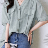 V-Neck Chiffon Shirt