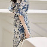 Elegant V-neck Printed Dress