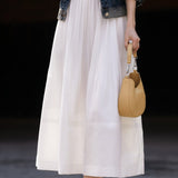 Ruffle edge solid color pleated skirt