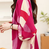 Printed three-quarter sleeve batwing shirt