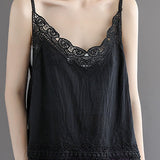 Solid color hollow embroidered camisole