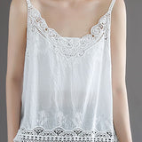 Solid color hollow embroidered camisole